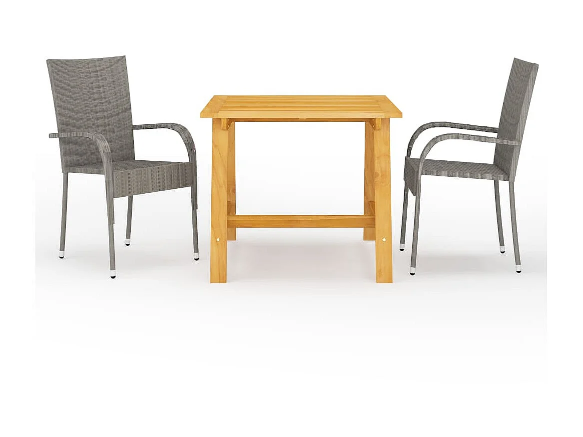 Ensemble de salle à manger de jardin 3 pcs Gris 19