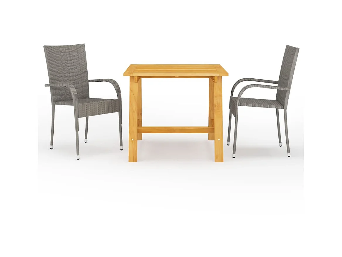 Ensemble de salle à manger de jardin 3 pcs Gris 19