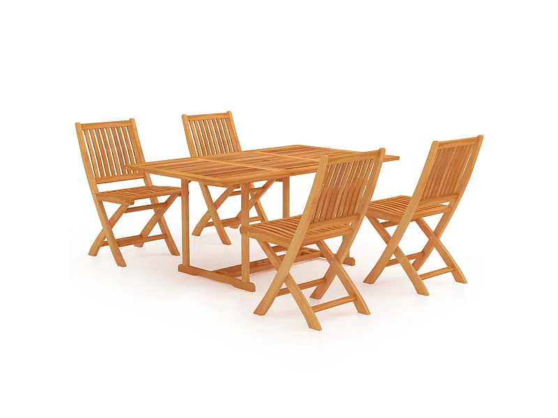 Ensemble de salle à manger de jardin 5 pcs Bois de teck massif 7