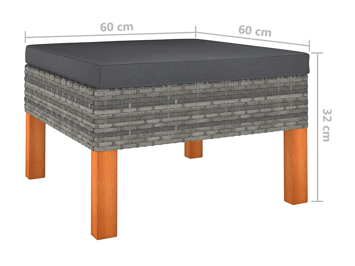 Salon de jardin 10 pcs avec coussins Résine tressée Gris 15