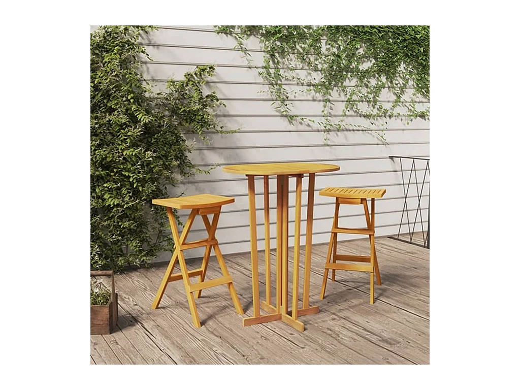Ensemble de bar pliable 3 pcs Bois de teck massif