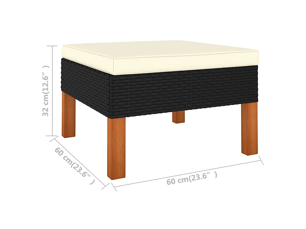 Salon de jardin 7 pcs avec coussins Résine tressée Noir 35