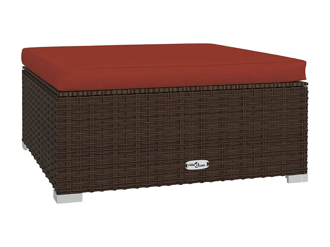 6-delige Loungeset met kussens poly rattan bruin