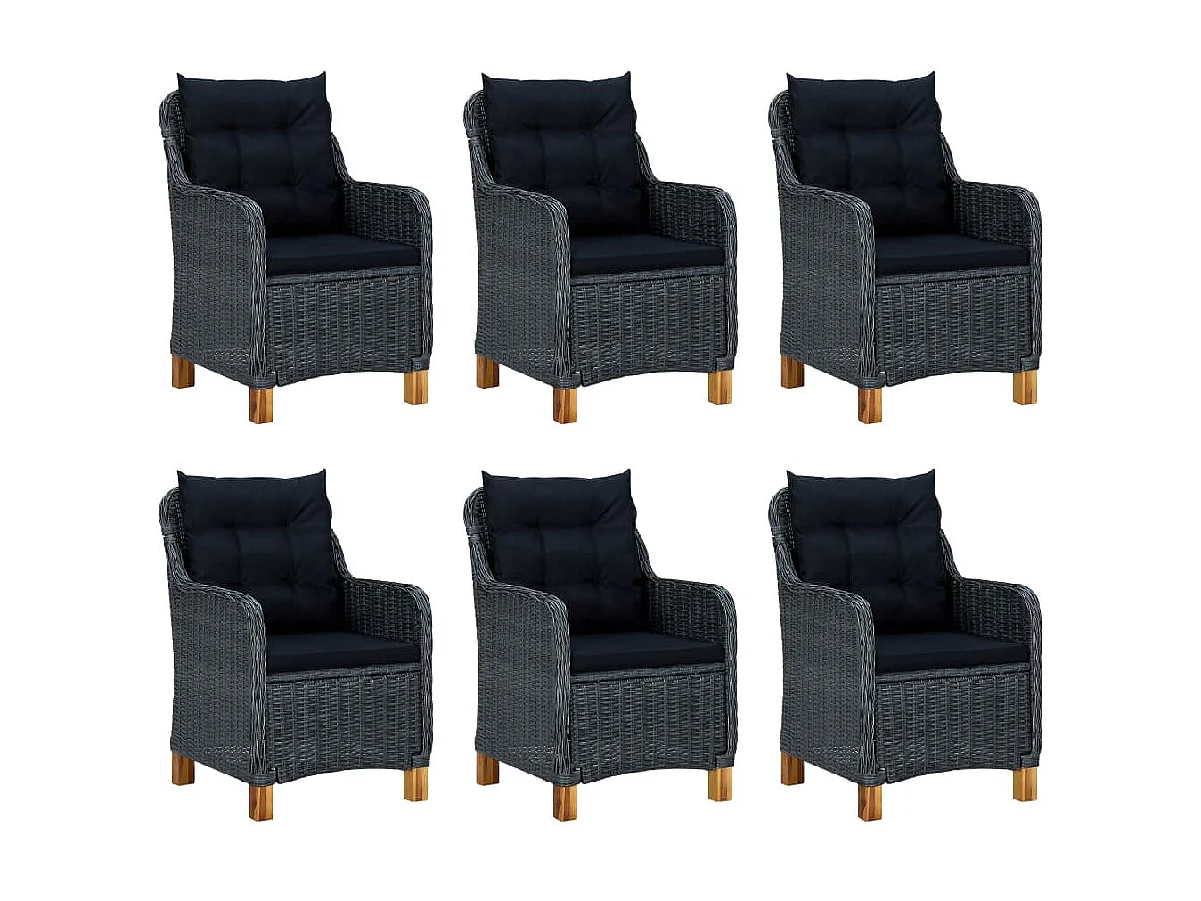 Mobilier à dîner 9 pcs avec coussins Résine tressée Gris foncé 12