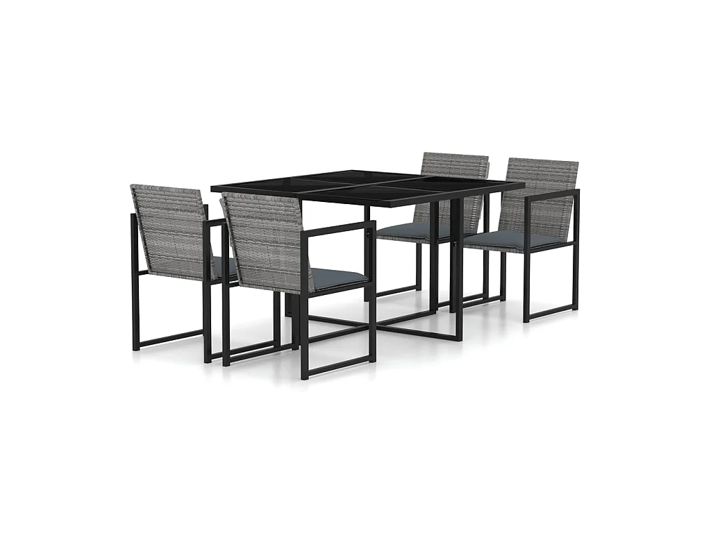 Mobilier à dîner de jardin 5pcs et coussins Résine tressée Gris 2