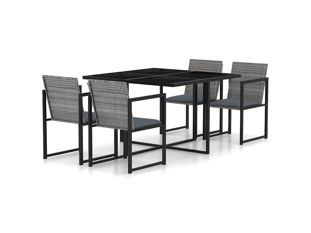 Mobilier à dîner de jardin 5pcs et coussins Résine tressée Gris 2