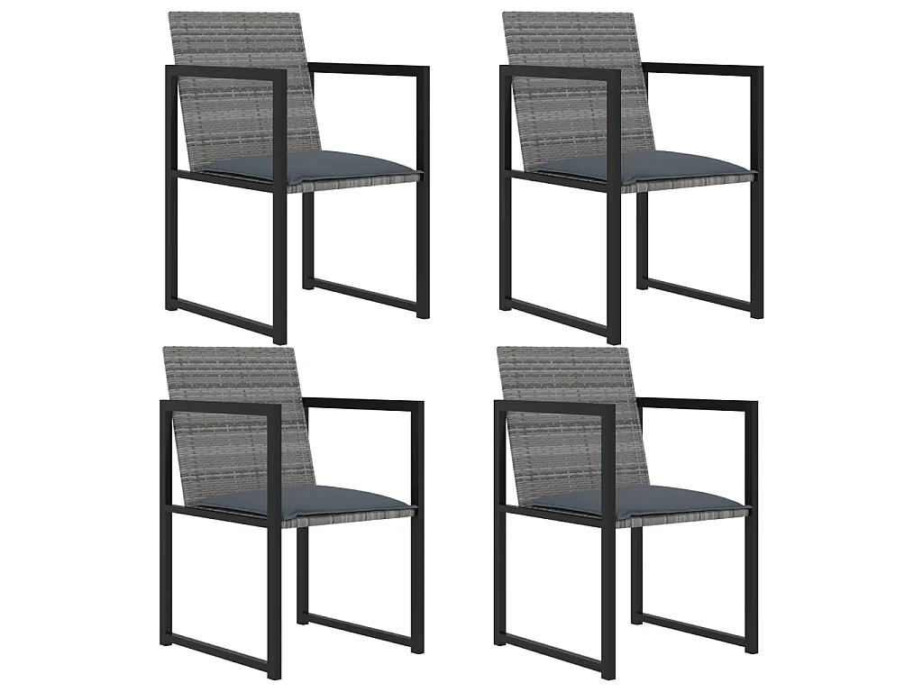 Mobilier à dîner de jardin 5pcs et coussins Résine tressée Gris 2