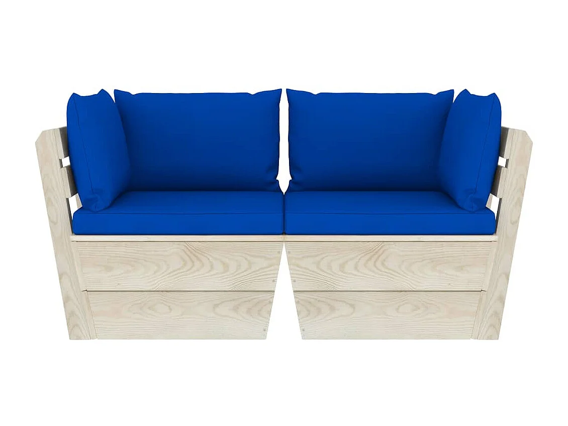 Canapé palette à 2 places de jardin avec coussins Bois d'épicéa 8