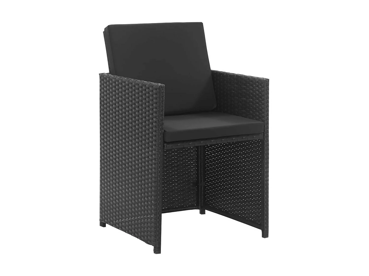 Salon de jardin 3 pcs avec coussins Résine tressée Noir 10