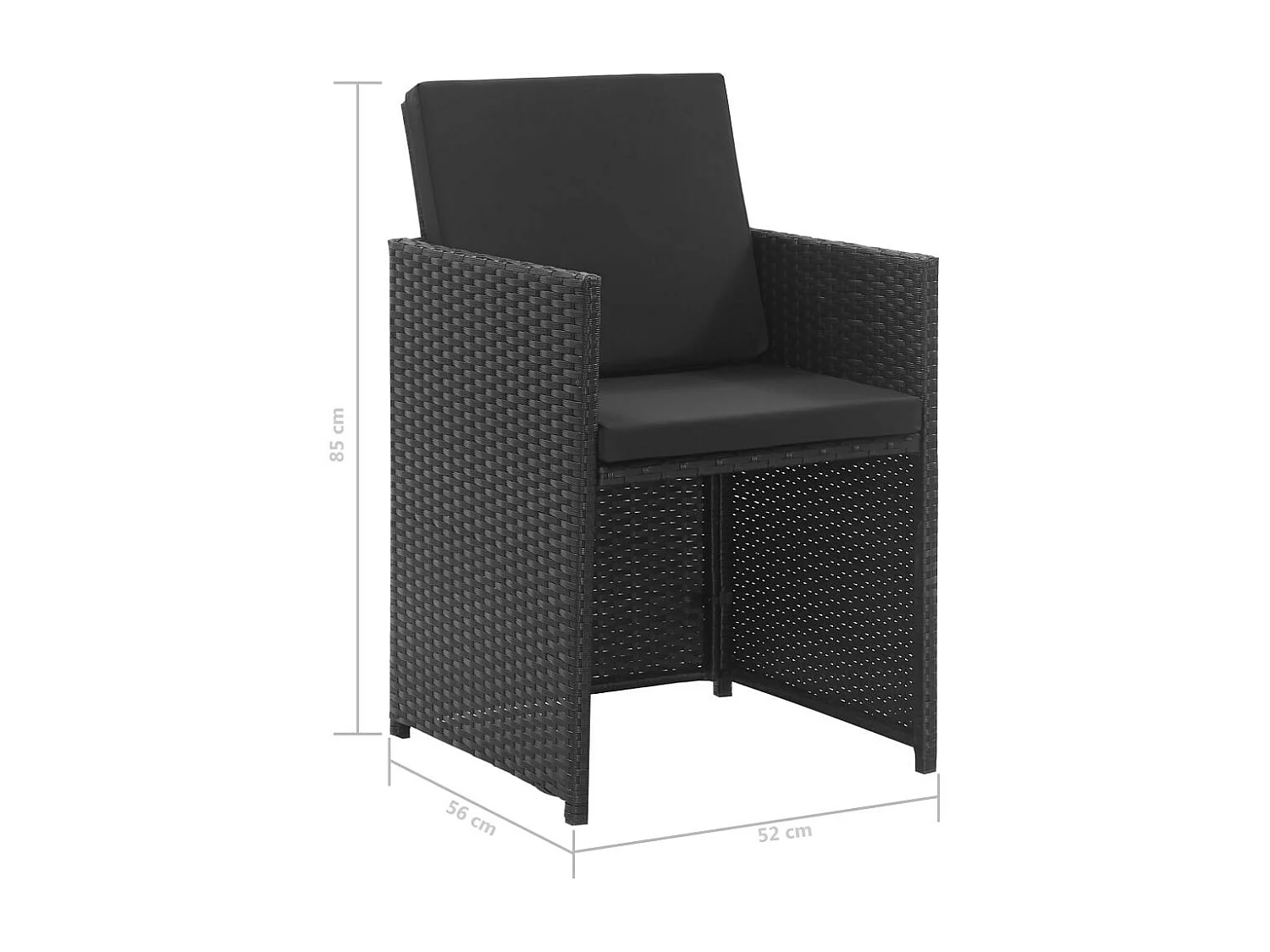 Salon de jardin 3 pcs avec coussins Résine tressée Noir 10