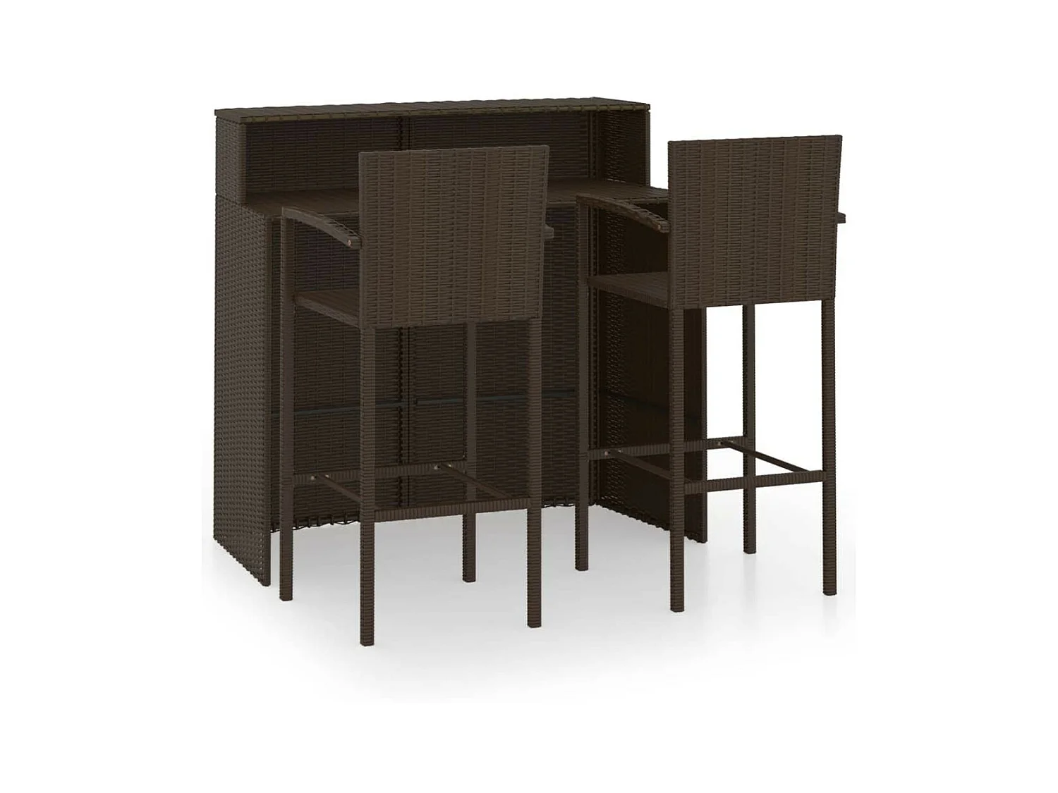 Ensemble de bar de jardin 3 pcs Marron 3