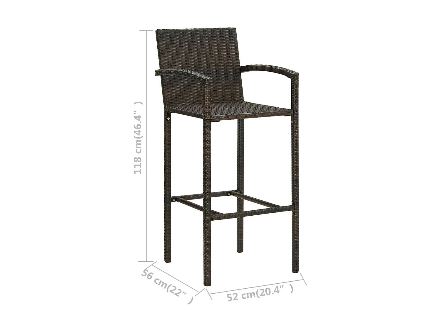 Ensemble de bar de jardin 3 pcs Marron 3