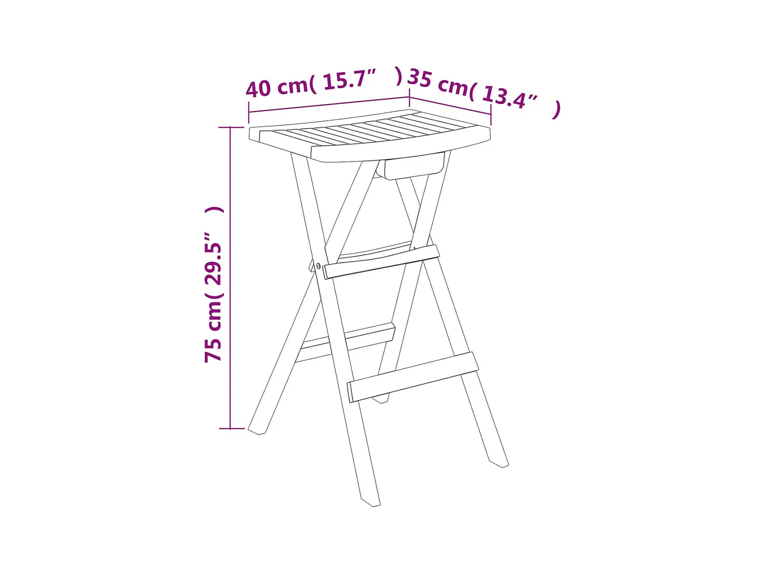 Ensemble de bar pliable 5 pcs Bois de teck massif