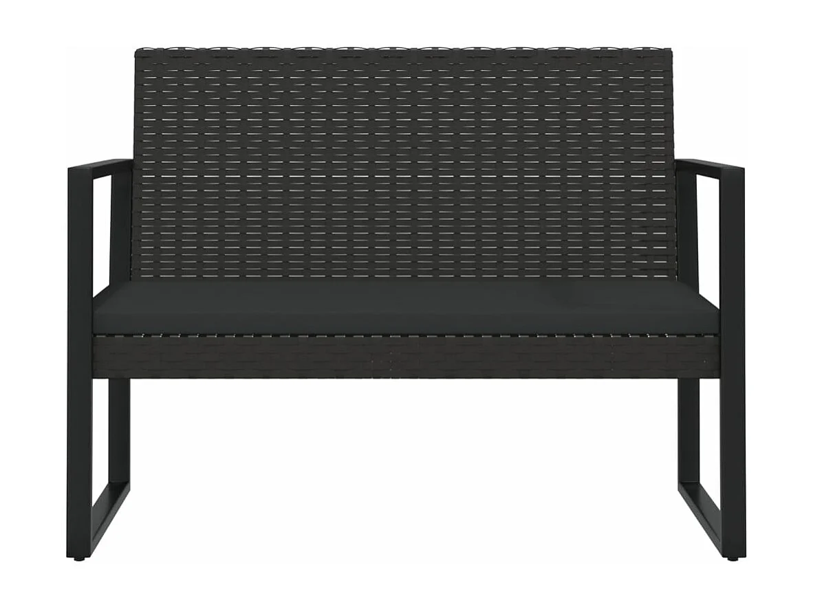 Salon de jardin 4 pcs avec coussins Noir Résine tressée 3