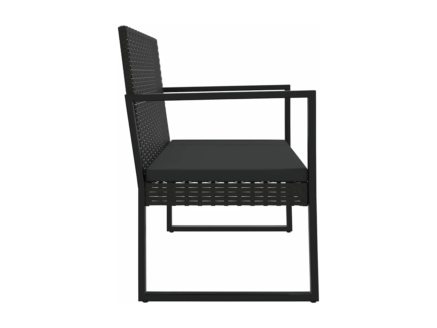 Salon de jardin 4 pcs avec coussins Noir Résine tressée 3