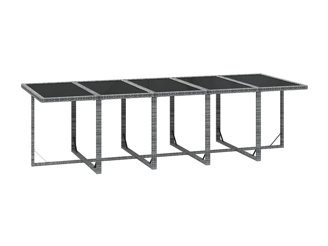 Ensemble à dîner de jardin coussins 15 pcs Résine tressée Gris