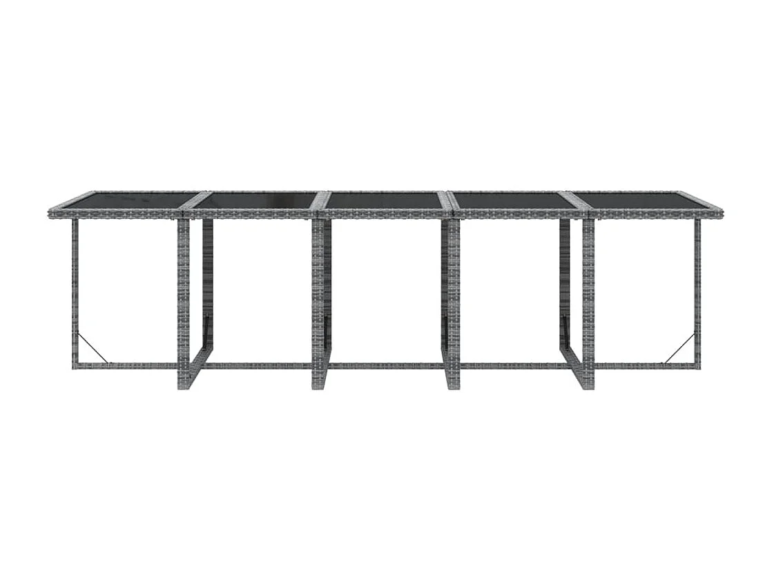 Ensemble à dîner de jardin coussins 15 pcs Résine tressée Gris