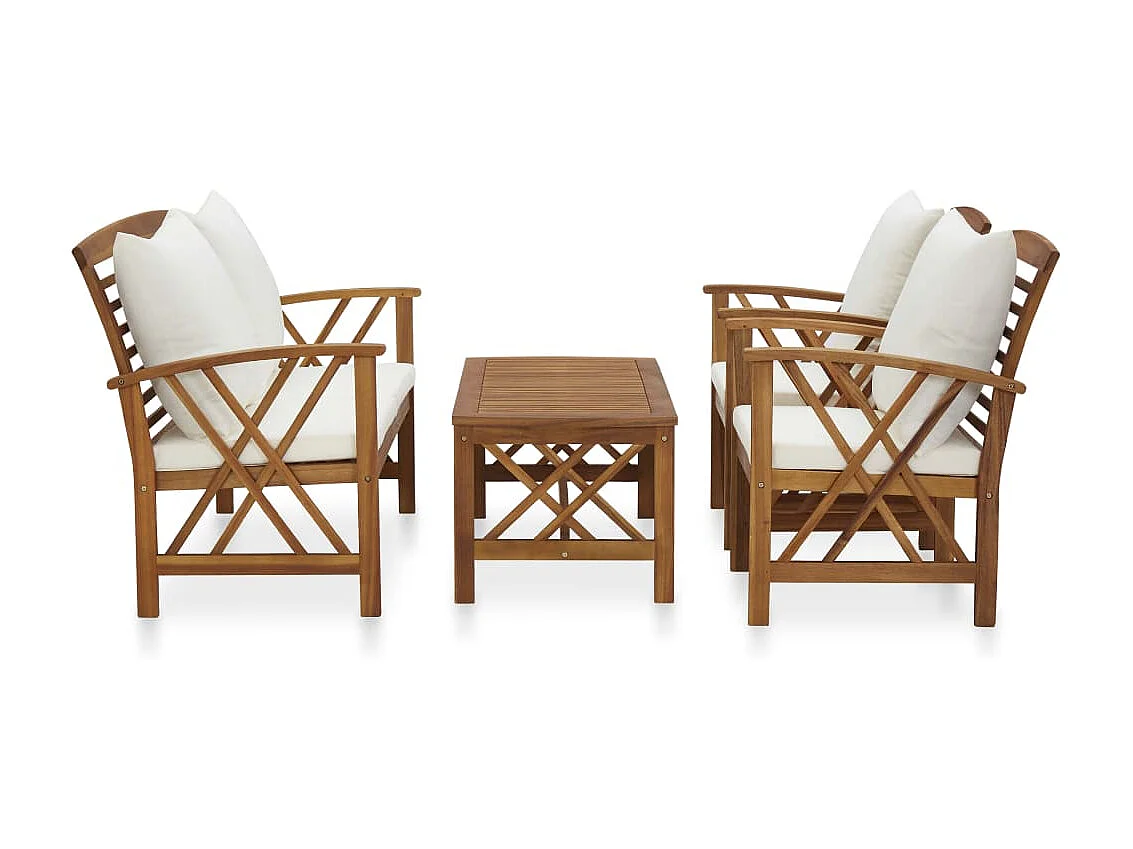 Salon de jardin 4 pcs avec coussins Bois d'acacia solide 13