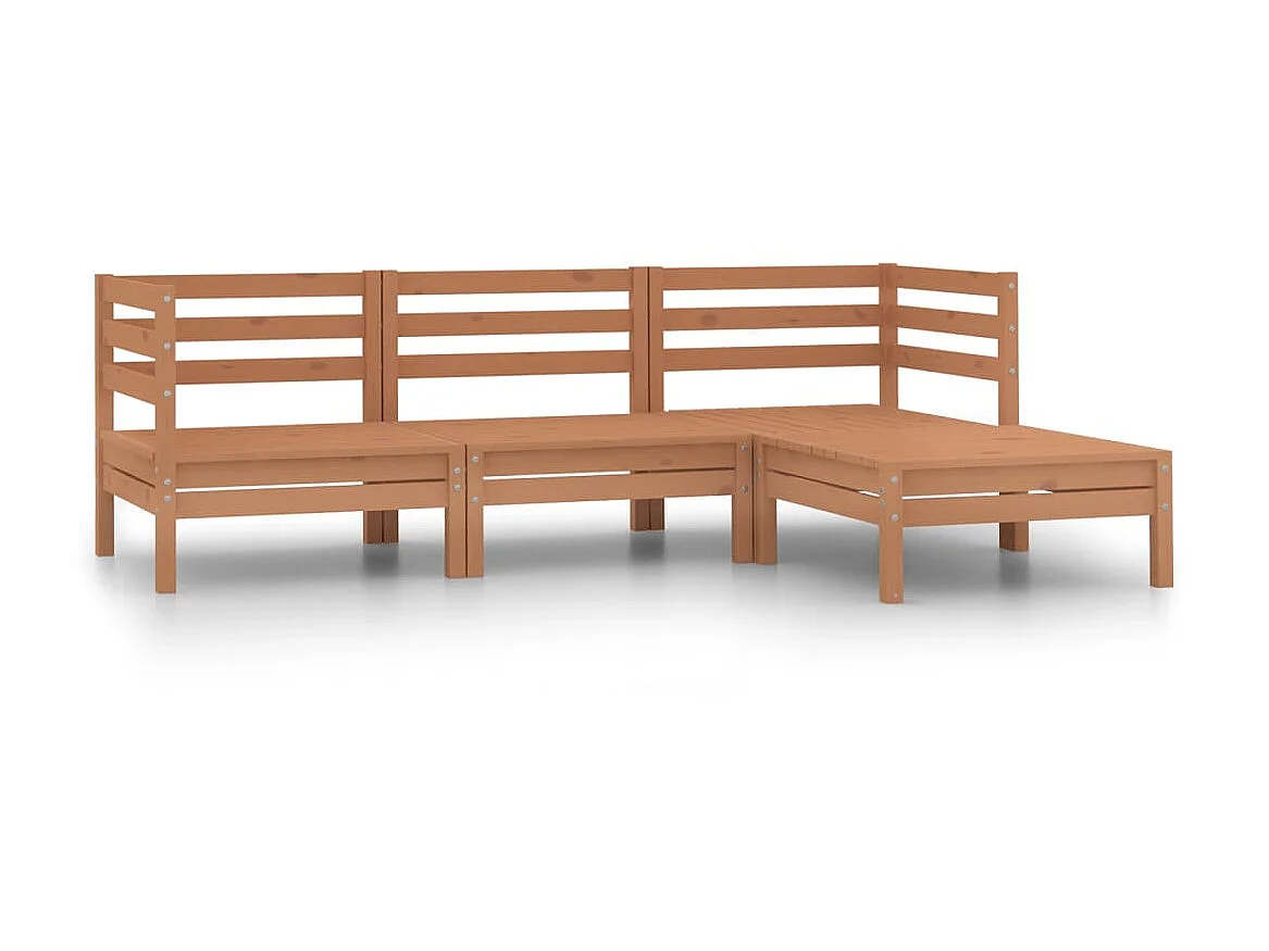 Salon de jardin 4 pcs Bois de pin massif Marron miel