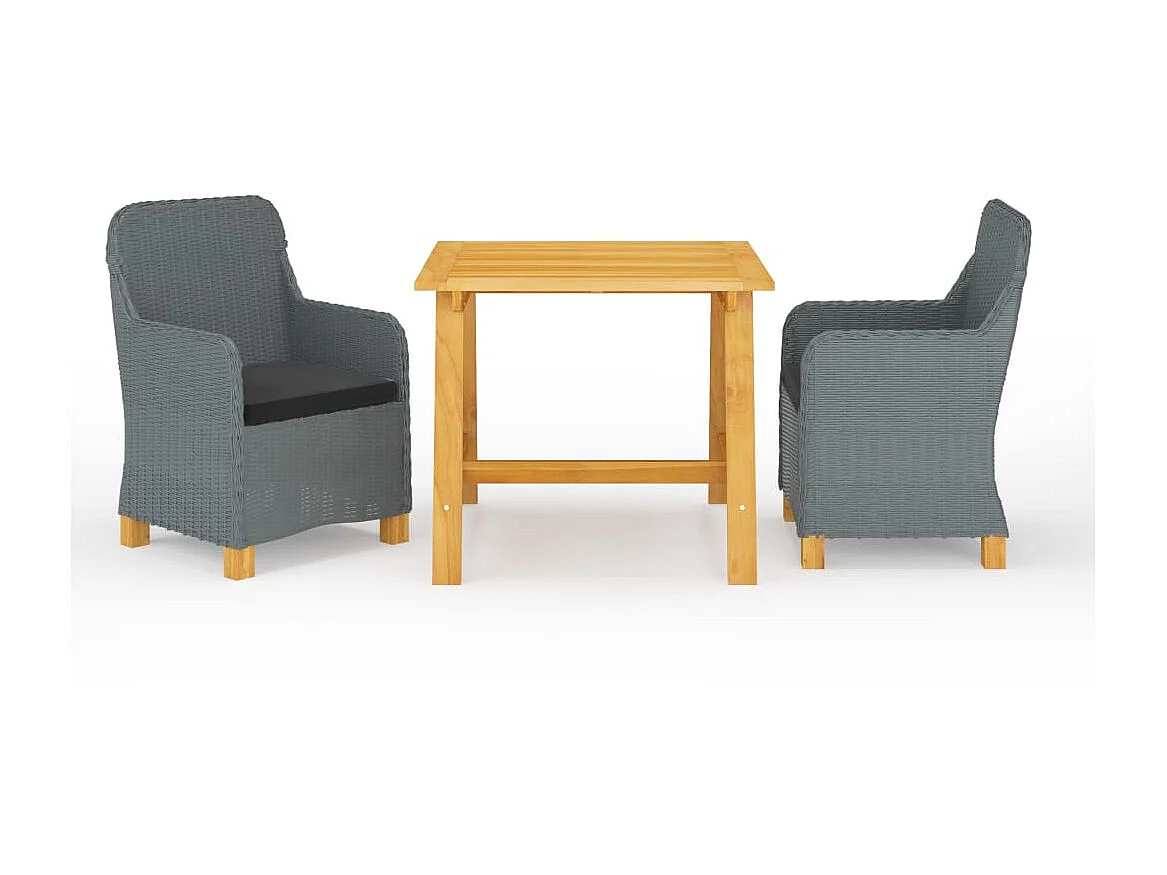 Ensemble de salle à manger de jardin 3 pcs Gris clair 8