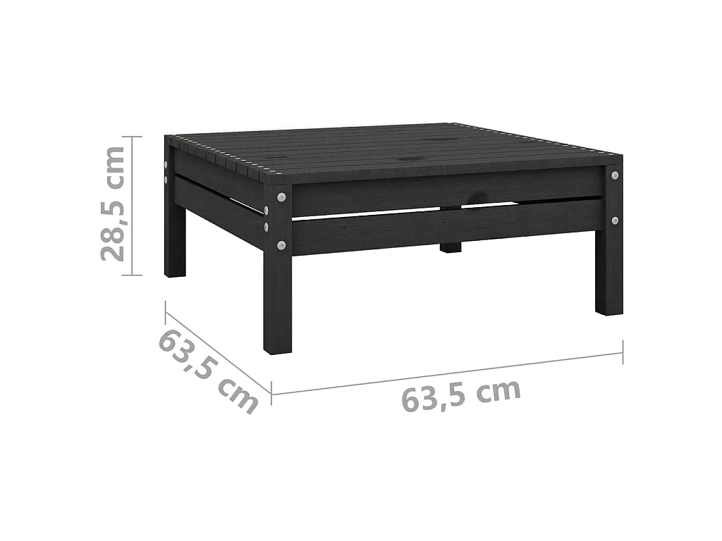 Salon de jardin 5 pcs Bois de pin massif Noir