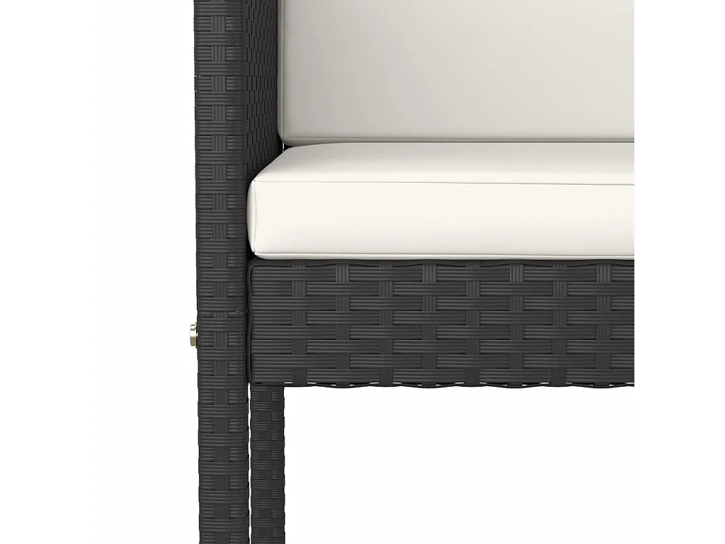 Ensemble de bar de jardin 3 pcs et coussins Résine tressée Noir 12