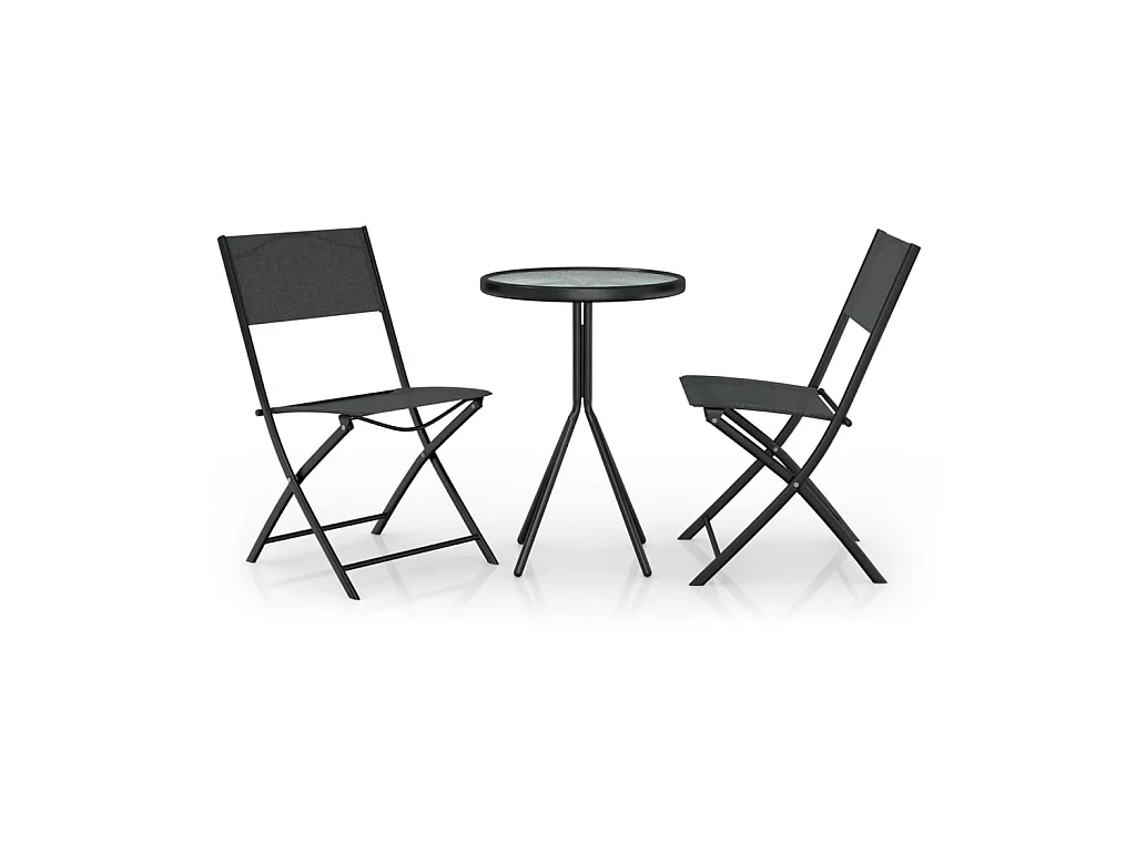 Ensemble de bistro 3 pcs Acier Noir 2
