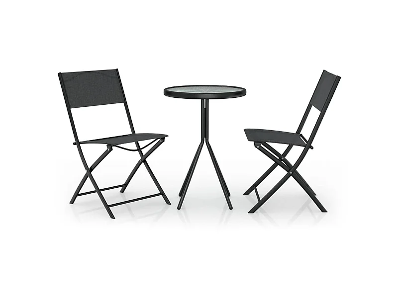 Ensemble de bistro 3 pcs Acier Noir 2