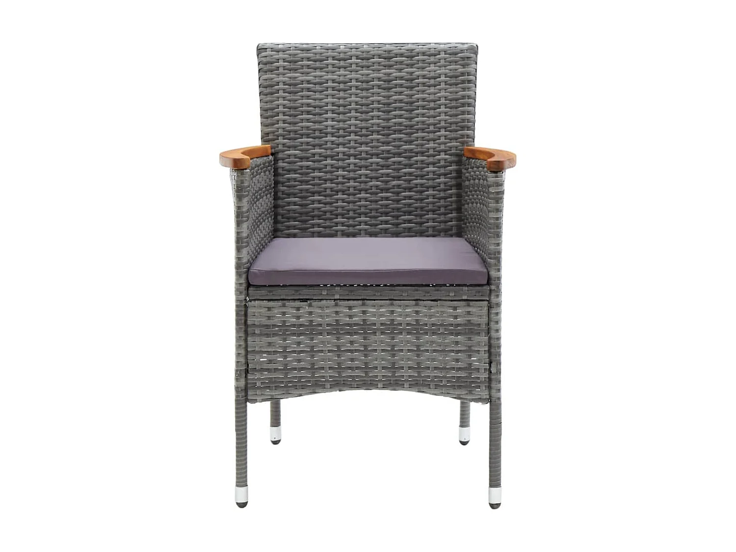 Ensemble de bistro 3 pcs Résine tressée et verre trempé Gris 2