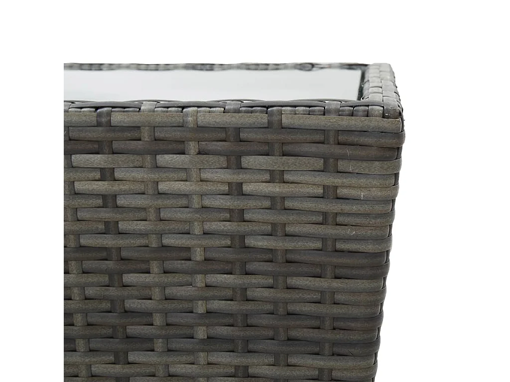 Ensemble de bistro 3 pcs Résine tressée et verre trempé Gris 2