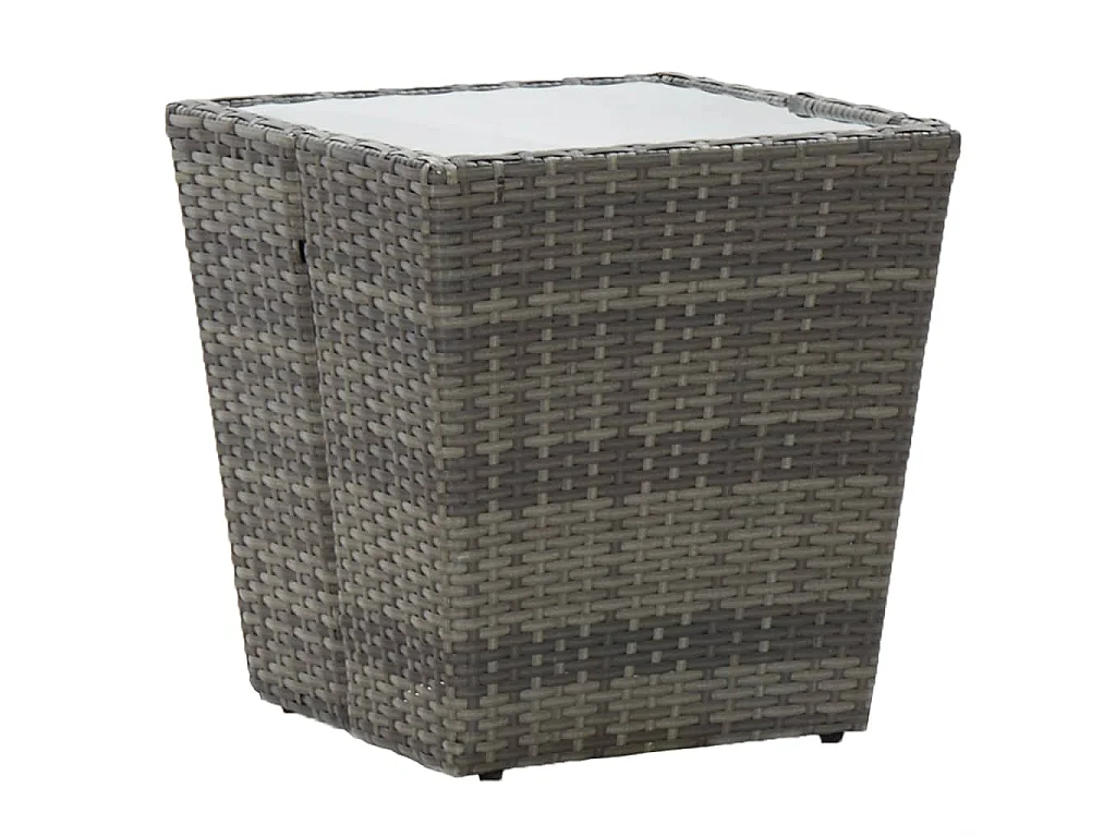 Ensemble de bistro 3 pcs Résine tressée et verre trempé Gris 2