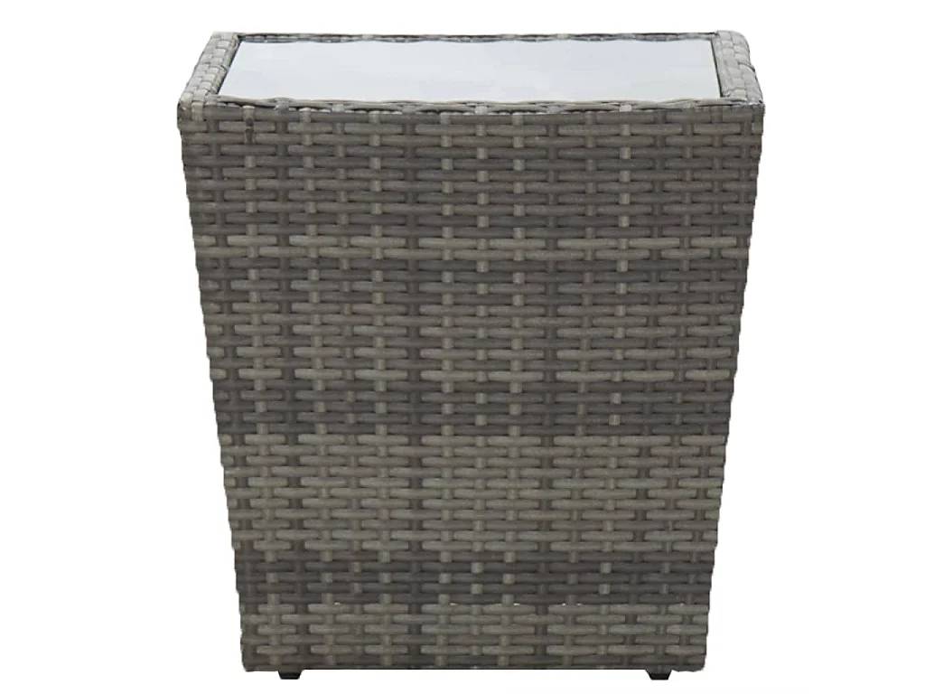 Ensemble de bistro 3 pcs Résine tressée et verre trempé Gris 2