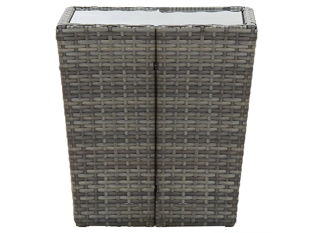 Ensemble de bistro 3 pcs Résine tressée et verre trempé Gris 2