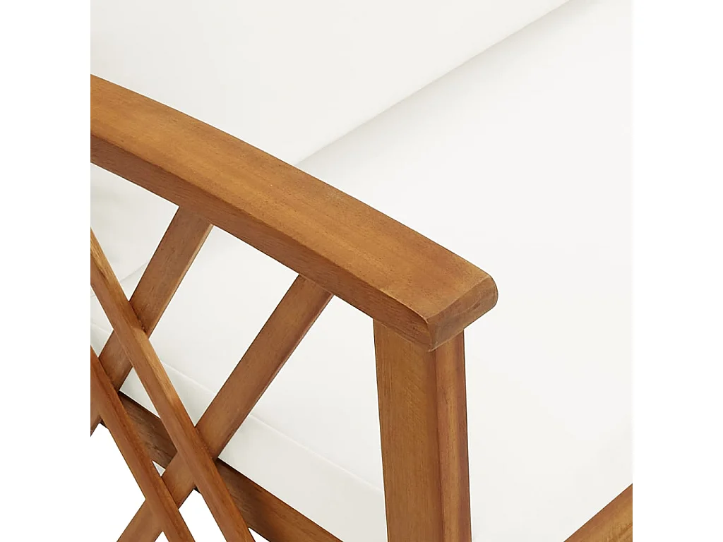 Salon de jardin 2 pcs avec coussins Bois d'acacia solide 3