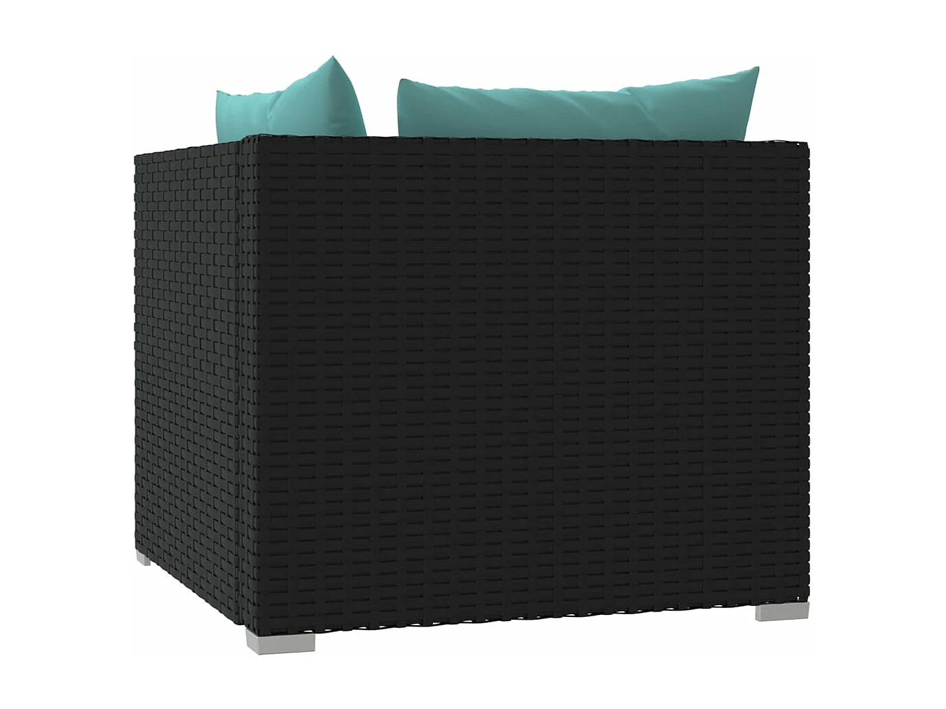 Canapé 2 places avec coussins Noir Résine tressée 2