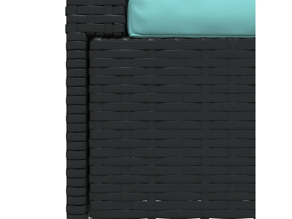 Canapé 2 places avec coussins Noir Résine tressée 2