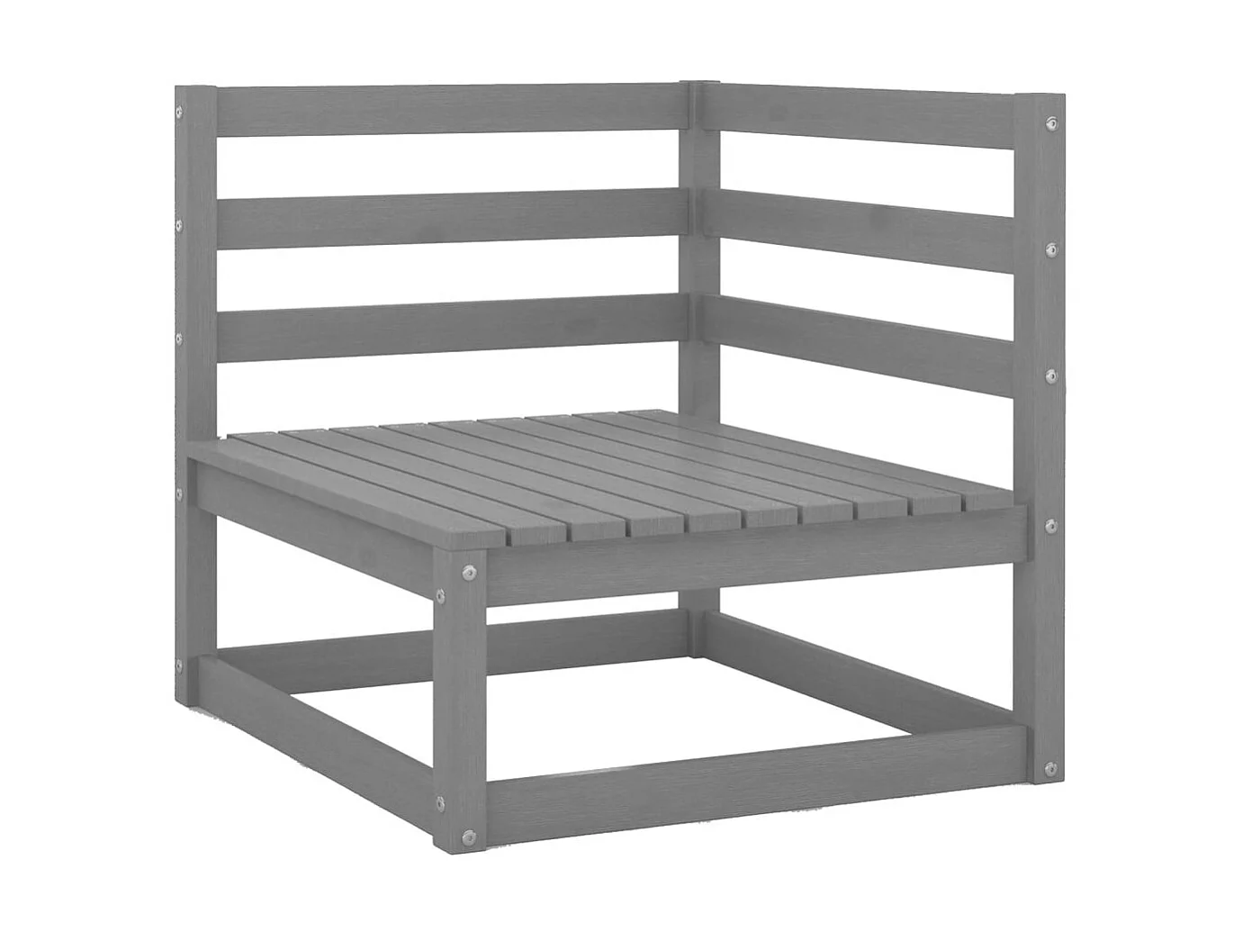 Canapés d'angle de jardin 2 pcs Gris Bois de pin massif