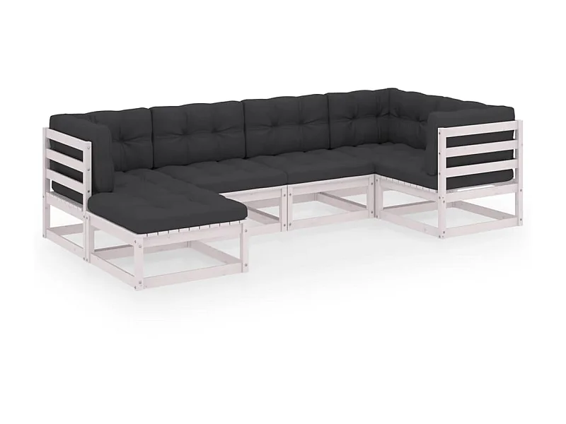 Salon de jardin 6 pcs avec coussins Bois de pin massif 56