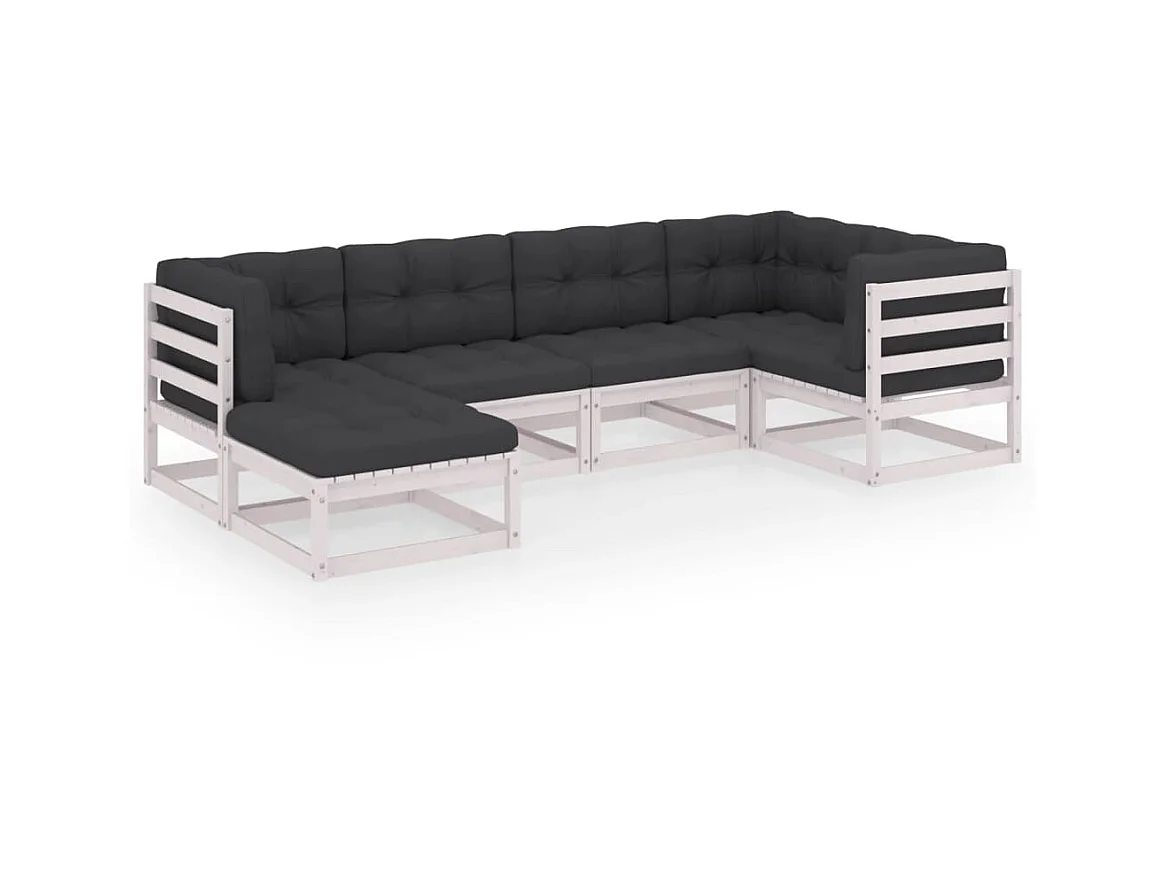 Salon de jardin 6 pcs avec coussins Bois de pin massif 56