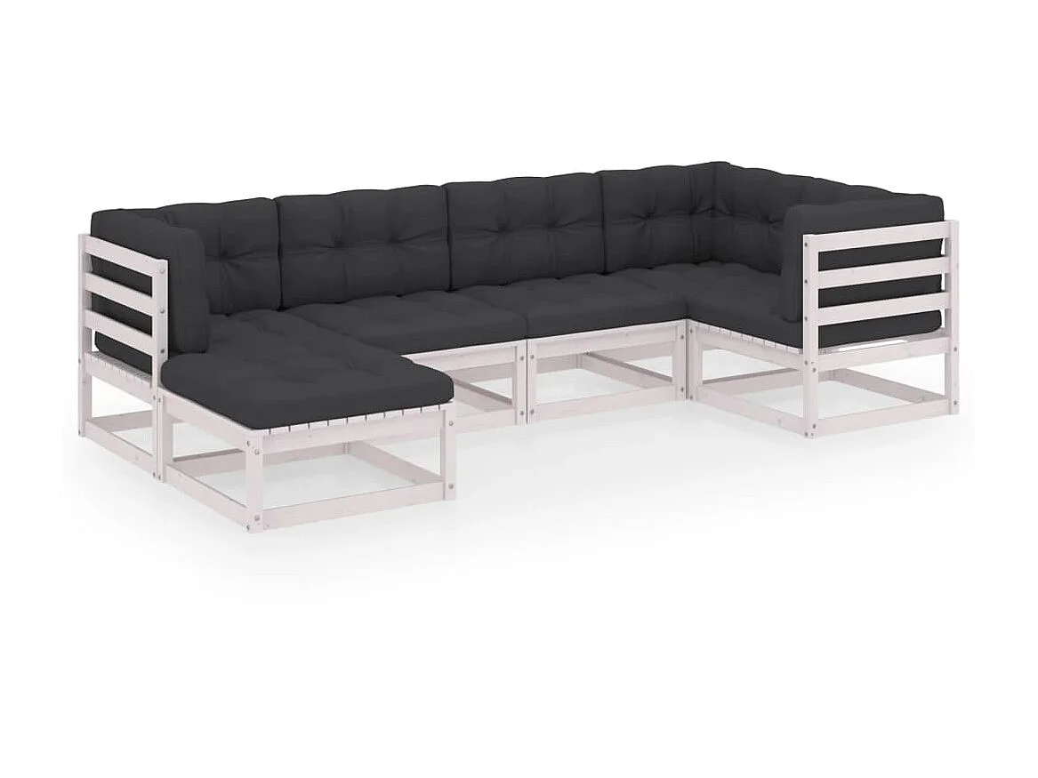 Salon de jardin 6 pcs avec coussins Bois de pin massif 56