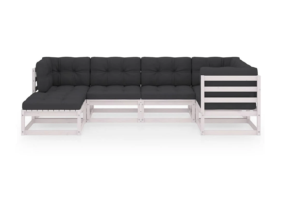 Salon de jardin 6 pcs avec coussins Bois de pin massif 56