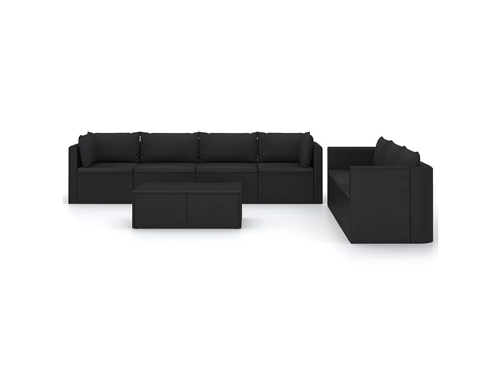 Salon de jardin 8 pcs avec coussins Résine tressée Noir 51