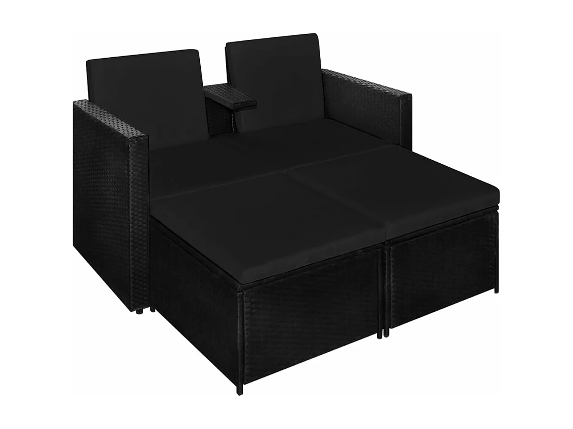 Salon de jardin 3 pcs avec coussins Résine tressée Noir 21