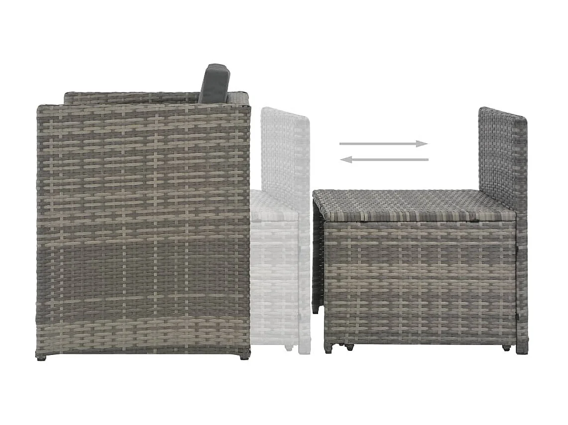 Mobilier à dîner de jardin 7pcs et coussins Résine tressée Gris 6