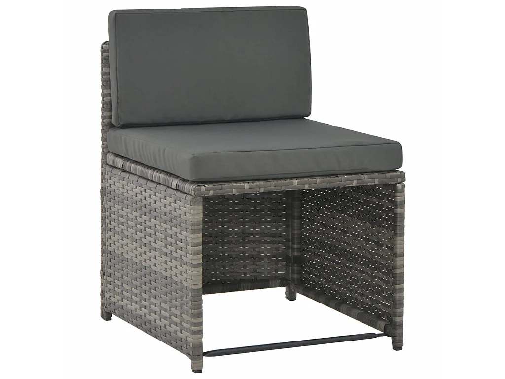Mobilier à dîner de jardin 7pcs et coussins Résine tressée Gris 6