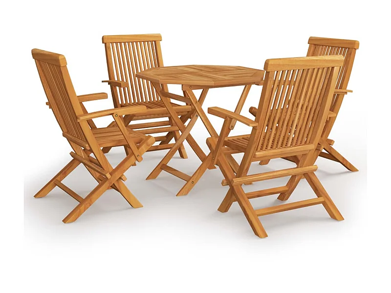 Salon de jardin 5 pcs Bois de teck massif 15