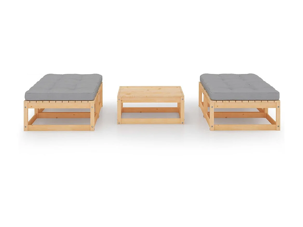 Salon de jardin 5 pcs avec coussins Bois de pin massif 32