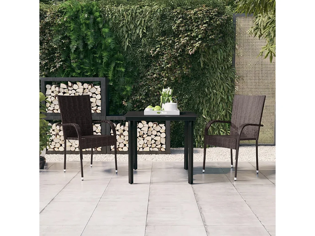 Ensemble de salle à manger d'extérieur 3 pcs Marron et noir