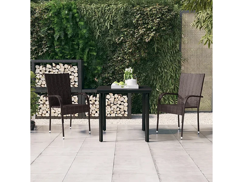 Ensemble de salle à manger d'extérieur 3 pcs Marron et noir