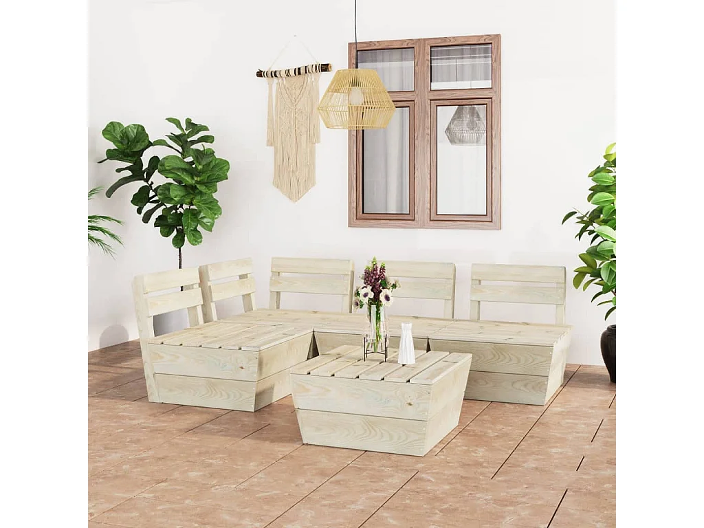 Salon de jardin palette 5 pcs Bois d'épicéa imprégné
